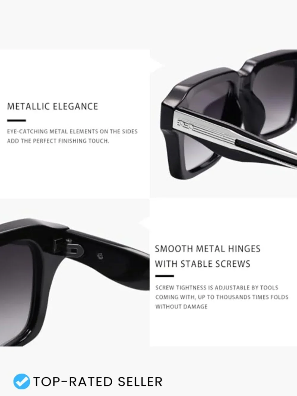 Square Frame Sunglasses for Men Fashion Designer Shades UV400 Protection